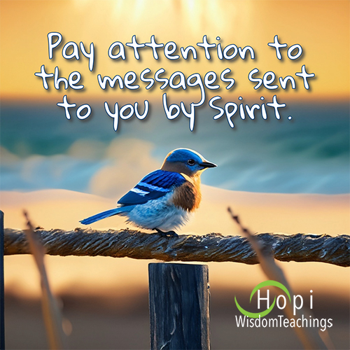 New Moon Seed Thought, "Pay attention to the messages sent to you by Spirit." Hopi Wisdom Teachings